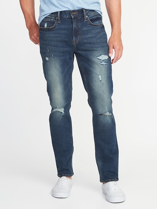View large product image 1 of 2. Straight Built-In Flex Distressed Jeans
