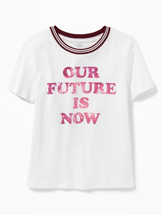 View large product image 1 of 1. Relaxed Graphic Ringer Tee for Girls