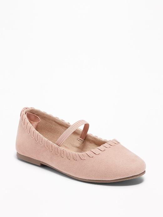 View large product image 1 of 4. Faux-Suede Whipstitched Ballet Flats for Toddler Girls