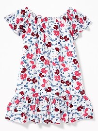 View large product image 3 of 3. Crinkle-Gauze Ruffle-Hem Dress for Toddler Girls