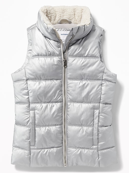 View large product image 1 of 3. Metallic Frost-Free Puffer Vest for Girls