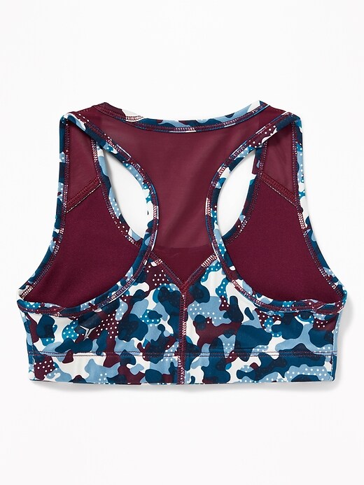 View large product image 2 of 2. Go-Dry Cool Mesh-Trim Racerback Sports Bra for Girls