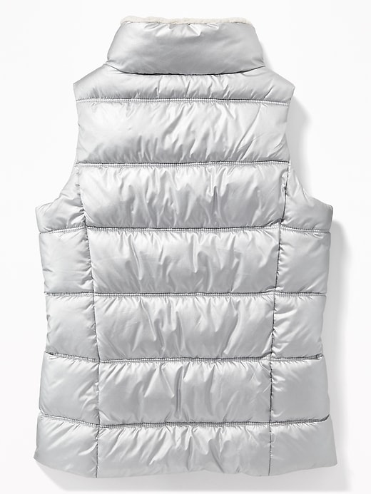 View large product image 2 of 3. Metallic Frost-Free Puffer Vest for Girls