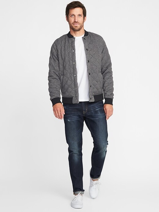 Image number 3 showing, Quilted Sweater-Fleece Bomber Jacket