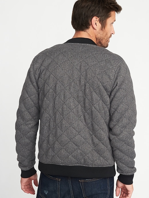 Image number 2 showing, Quilted Sweater-Fleece Bomber Jacket