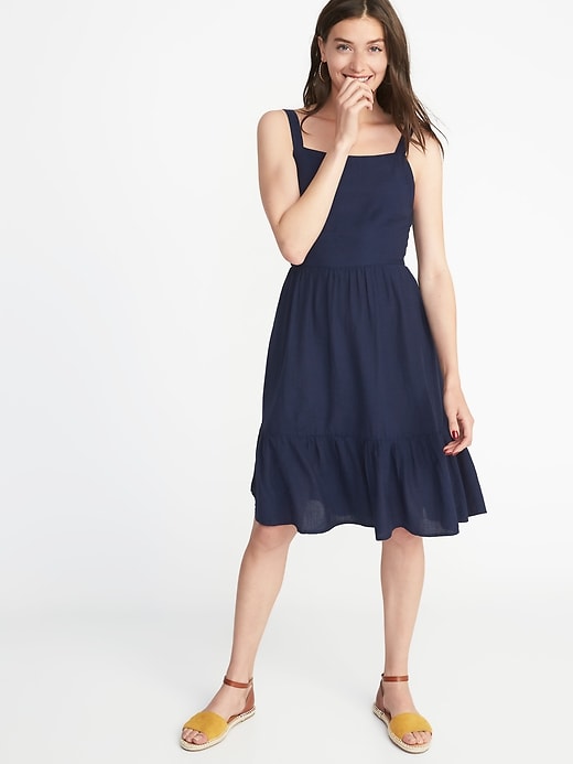 Image number 1 showing, Apron-Front Fit & Flare Dress for Women