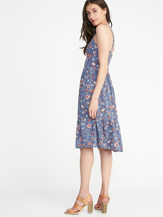 Image number 2 showing, Floral Apron-Front Fit & Flare Dress for Women