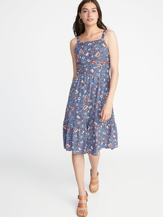 Image number 1 showing, Floral Apron-Front Fit & Flare Dress for Women