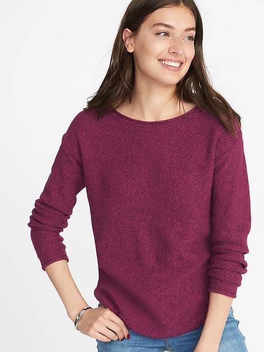 View large product image 1 of 1. Lightweight Marled Bateau Sweater for Women