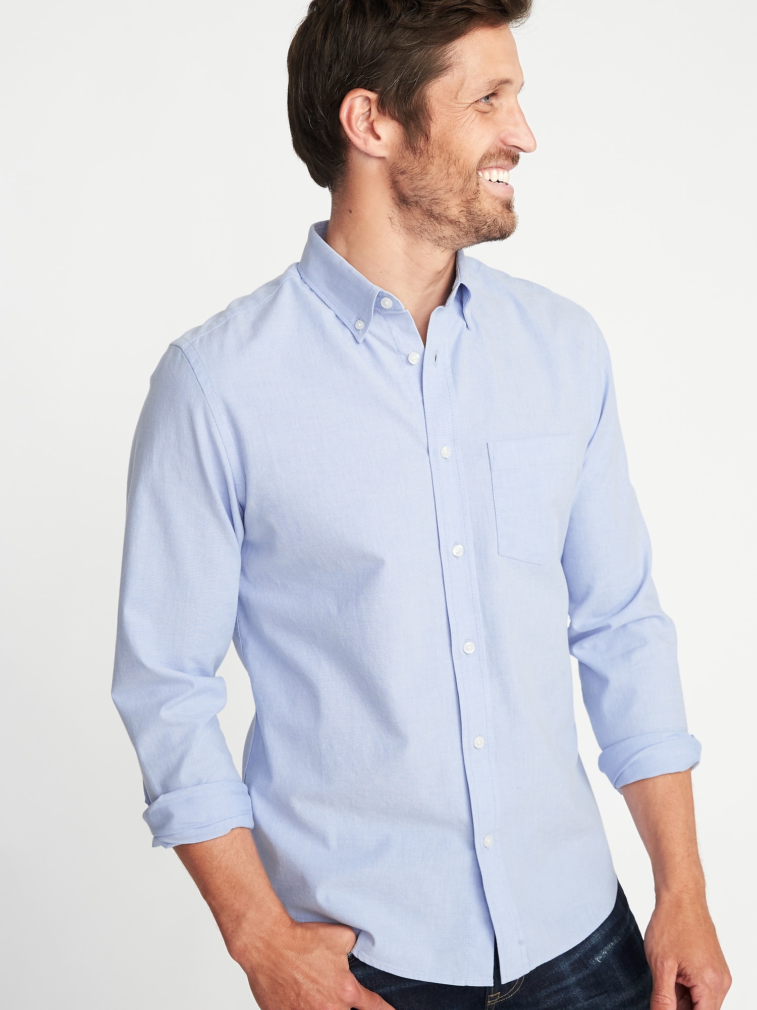 Slim-Fit Built-In Flex Everyday Oxford Shirt For Men | Old Navy