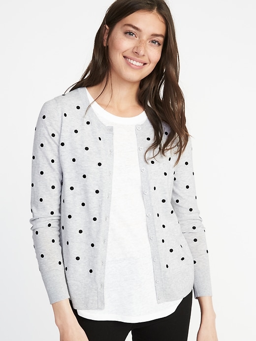 View large product image 1 of 1. Patterned Crew-Neck Cardi for Women