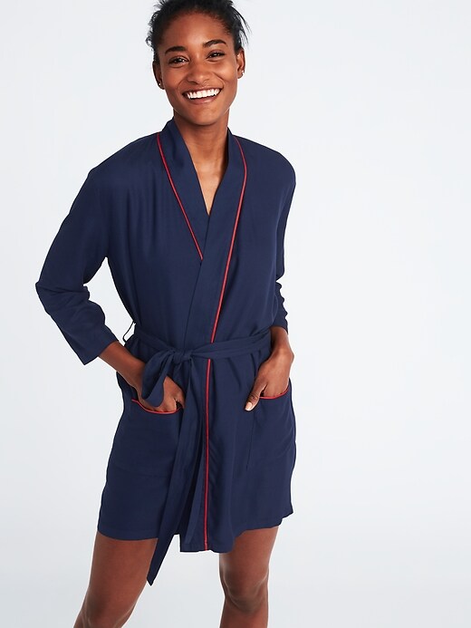 Image number 4 showing, Soft-Twill Tie-Belt Robe for Women