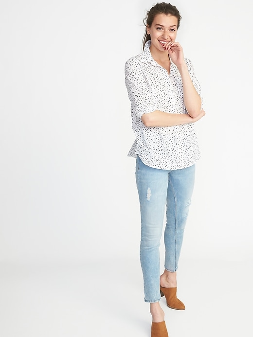 Image number 3 showing, Relaxed Printed Classic Shirt for Women