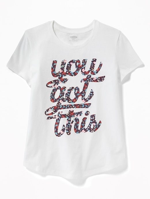 View large product image 1 of 1. Graphic Curved-Hem Tee for Girls