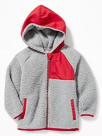 View large product image 4 of 4. Hooded Color-Block Sherpa Jacket for Toddler Boys