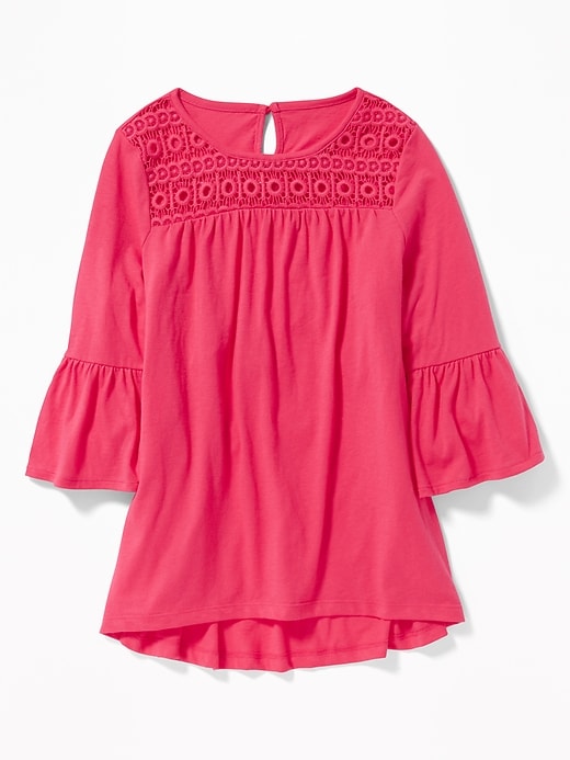 View large product image 1 of 3. Lace-Yoke A-Line Top for Girls