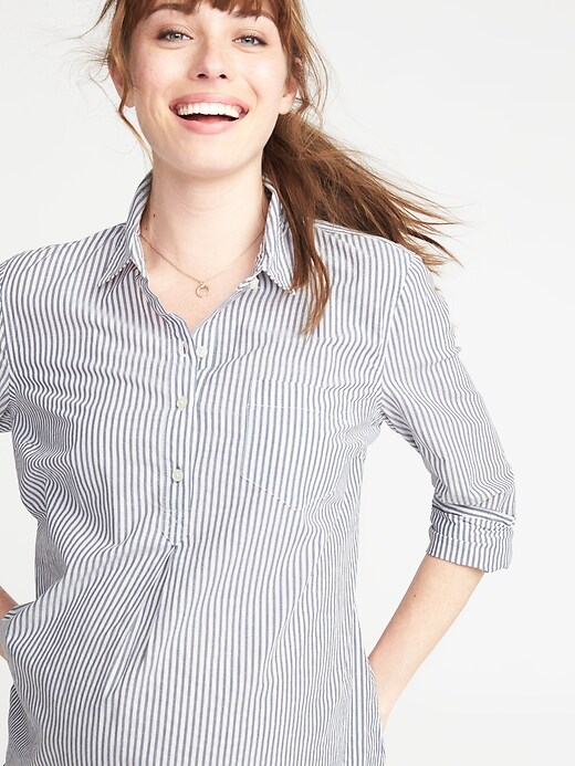 Image number 4 showing, Maternity Striped Popover Shirt