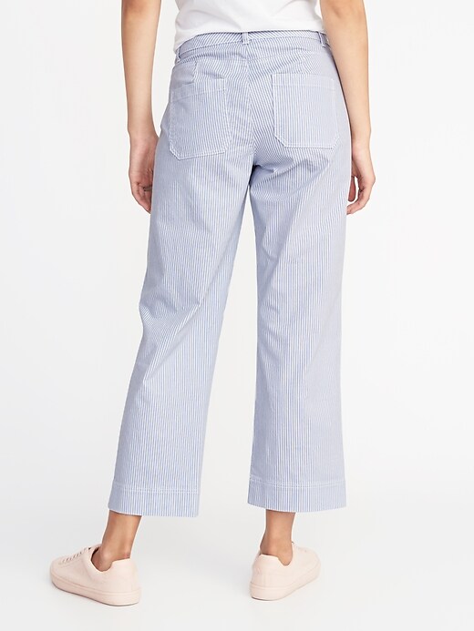View large product image 2 of 2. Mid-Rise Cropped Wide-Leg Chinos for Women