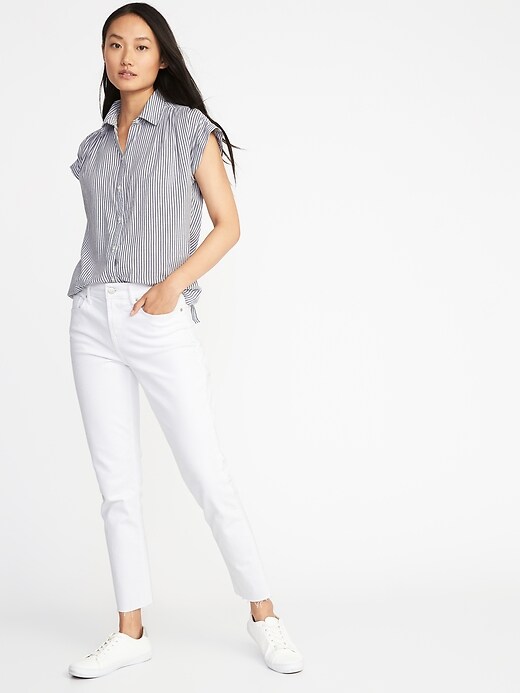 Image number 3 showing, Relaxed Lightweight Cap-Sleeve Shirt for Women