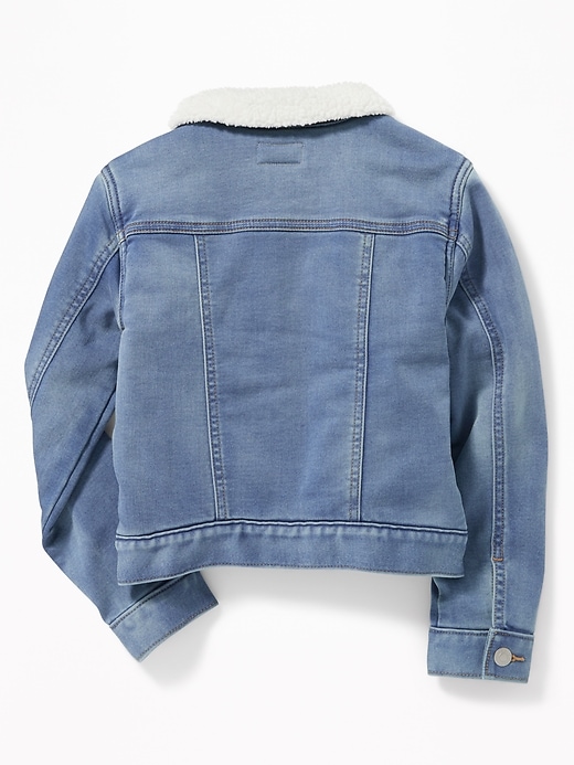 View large product image 2 of 3. Sherpa-Lined Denim Trucker Jacket for Girls