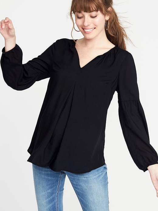 View large product image 1 of 1. Maternity Lightweight Split-Neck Blouse