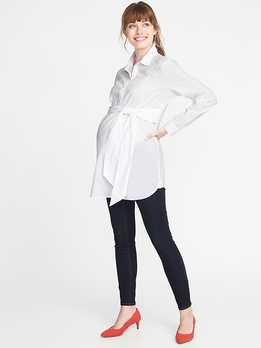 Image number 3 showing, Maternity Tie-Waist Tunic Shirt
