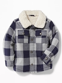 Sherpa-Lined Plaid Shirt Jacket for Toddler Boys | Old Navy