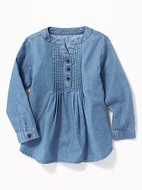 View large product image 4 of 4. Chambray Pintuck Tunic for Toddler Girls
