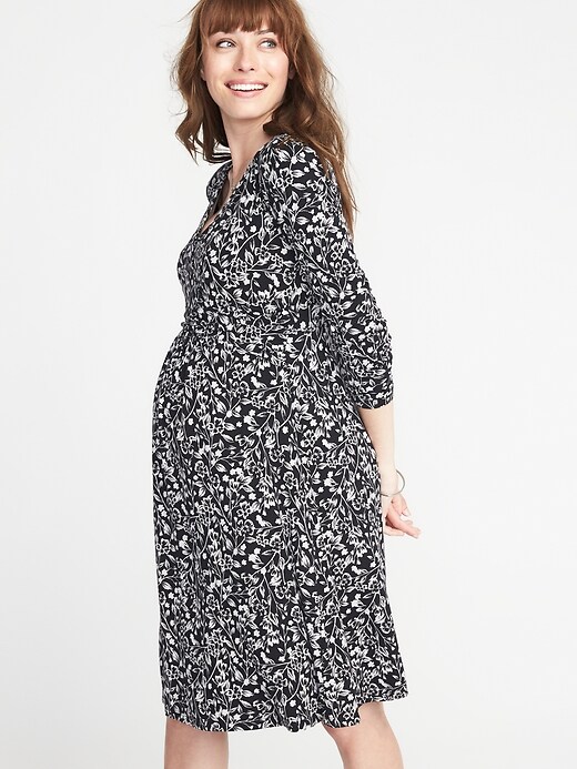 Image number 3 showing, Maternity Cross-Front Jersey Waist-Defined Dress
