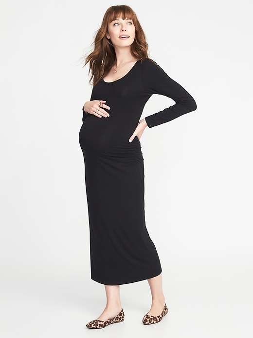 Image number 1 showing, Maternity Scoop-Neck Jersey Maxi Dress