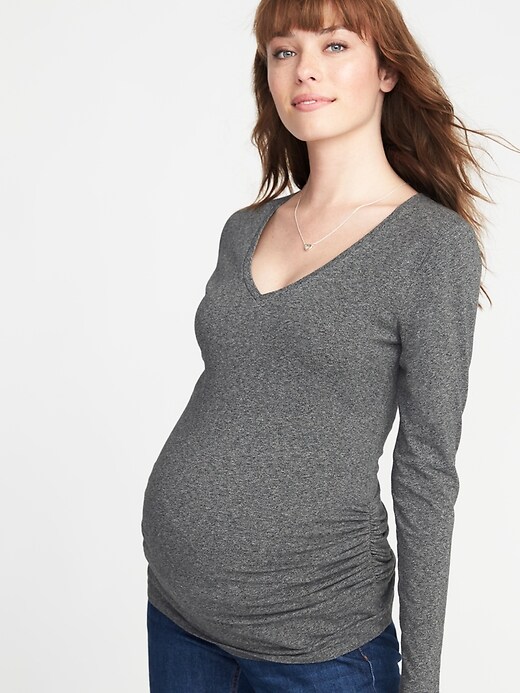 Image number 1 showing, Maternity Fitted V-Neck Tee