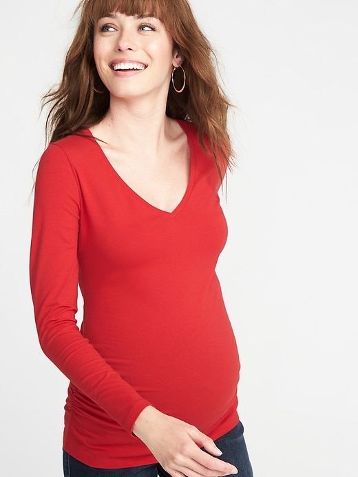 View large product image 1 of 1. Maternity Fitted V-Neck Tee