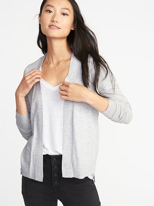 Image number 1 showing, Short Open-Front Sweater for Women