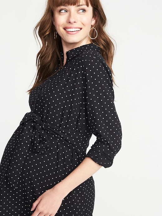 Image number 4 showing, Maternity Tie-Waist Polka-Dot Tunic Shirt
