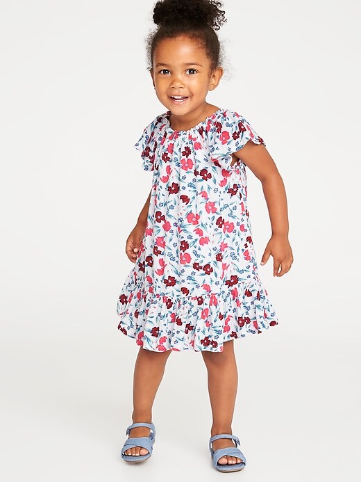 View large product image 1 of 3. Crinkle-Gauze Ruffle-Hem Dress for Toddler Girls