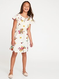 View large product image 3 of 3. Cinched-Waist Flutter-Sleeve Dress for Girls