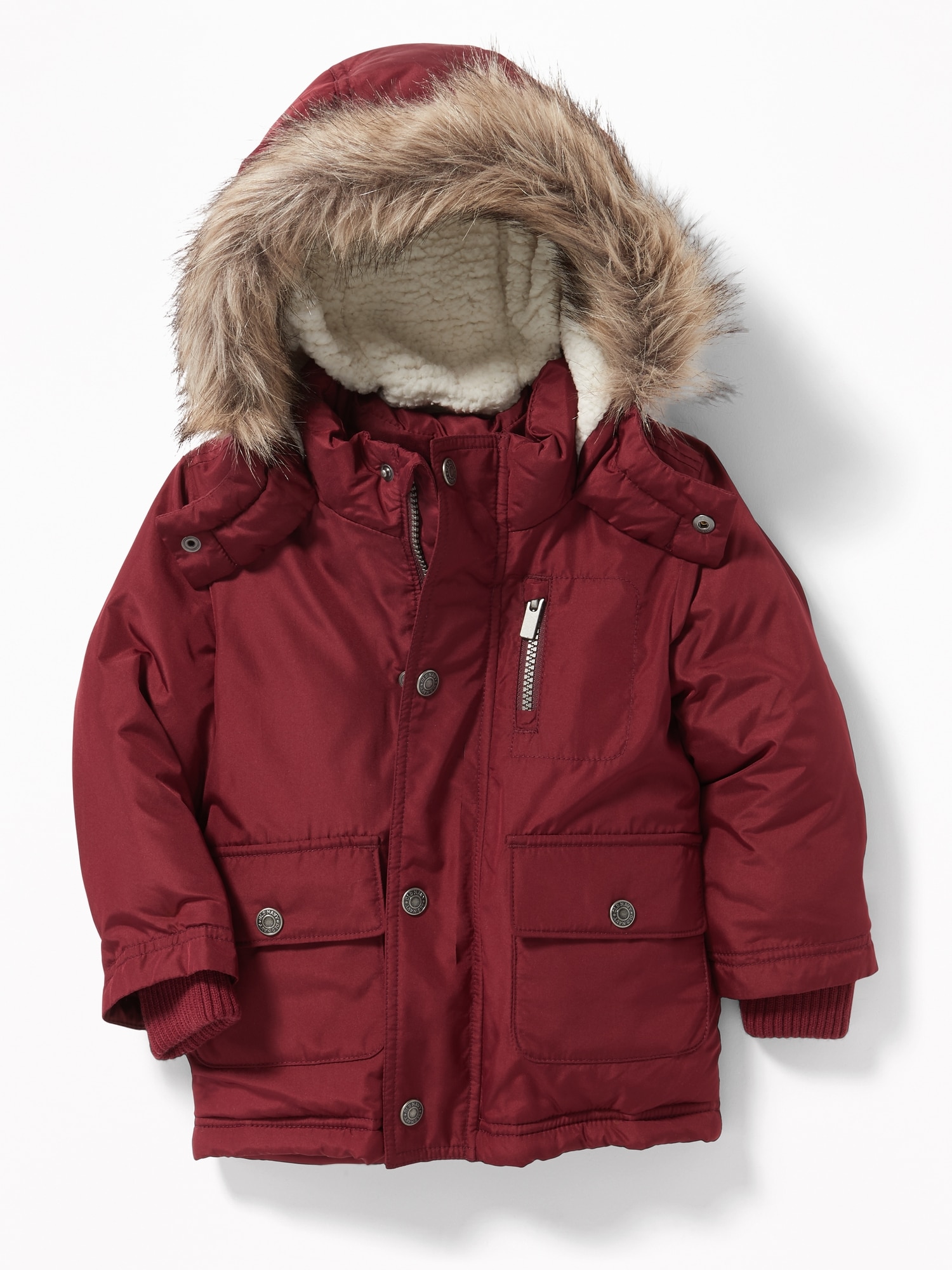 Toddler boys sherpa lined cheap faux fur hooded parka