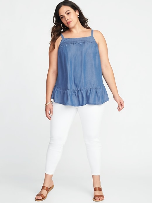 Image number 3 showing, Tiered Chambray Plus-Size Swing Cami