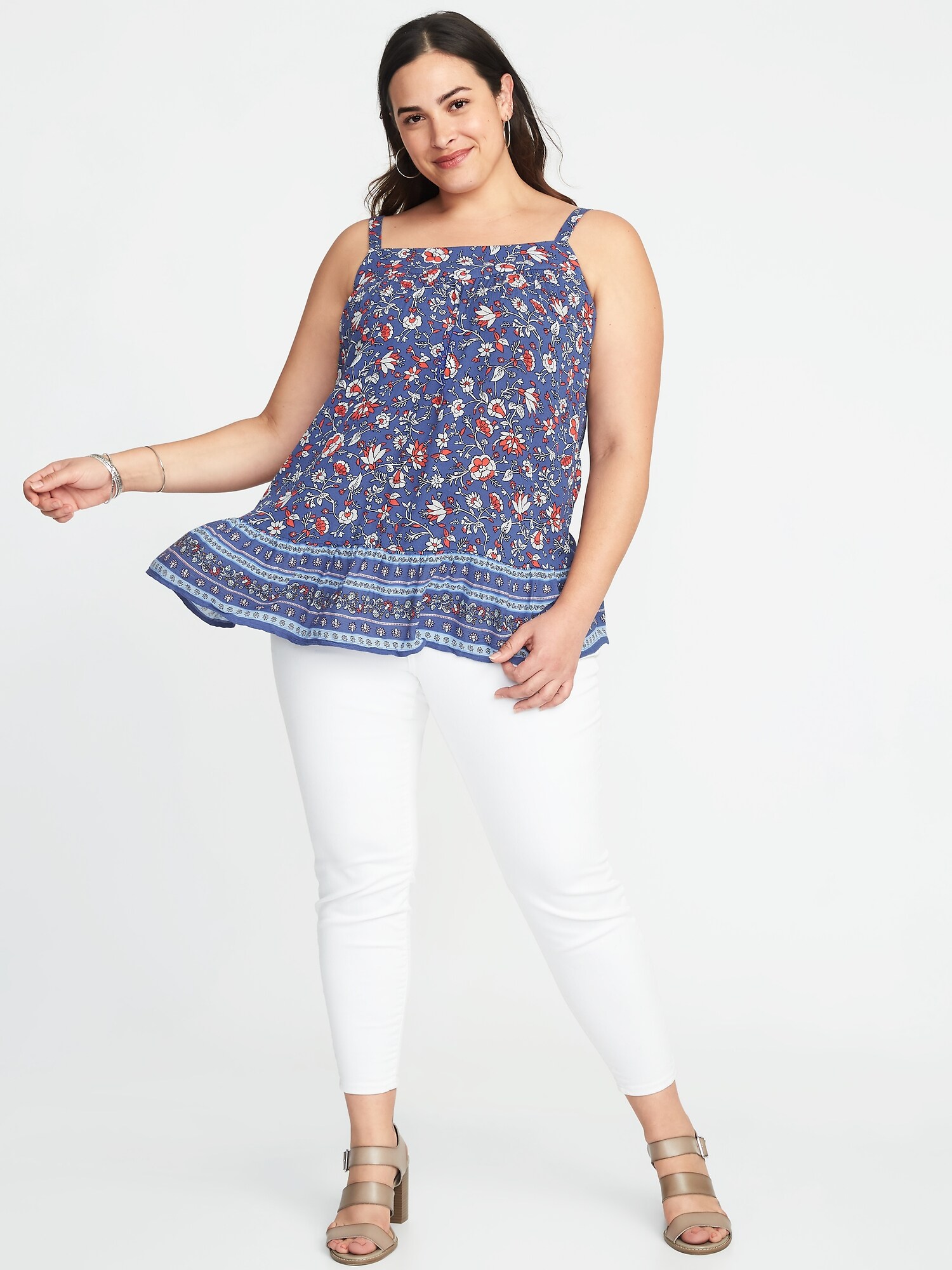 Crinkle-Crepe Tiered-Hem Plus-Size Swing Cami | Old Navy