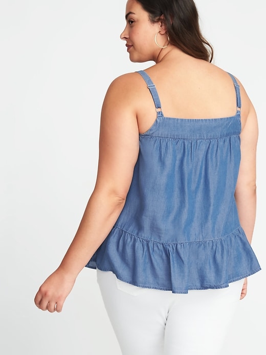 Image number 2 showing, Tiered Chambray Plus-Size Swing Cami