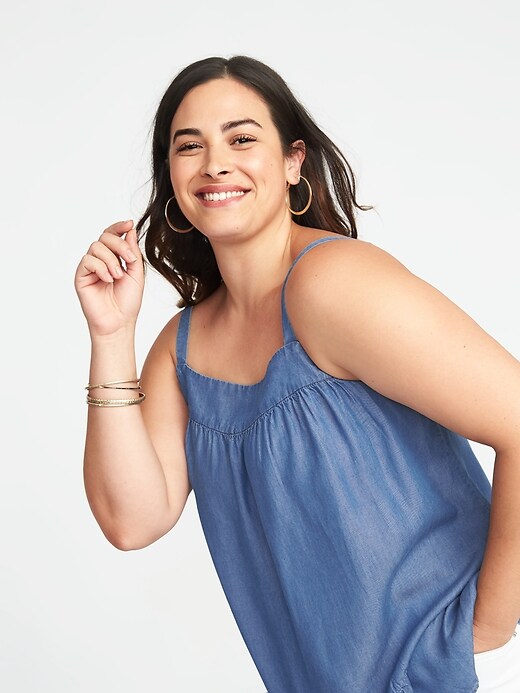 Image number 4 showing, Tiered Chambray Plus-Size Swing Cami