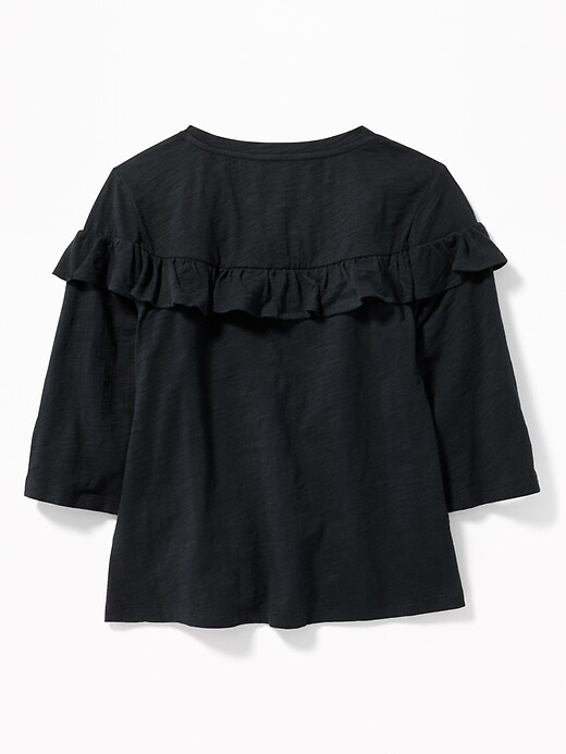 View large product image 2 of 3. Ruffle-Trim Slub-Knit Top for Girls