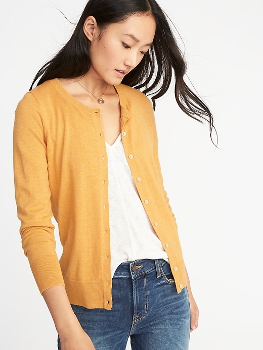View large product image 1 of 1. Semi-Fitted Button-Front Cardi for Women
