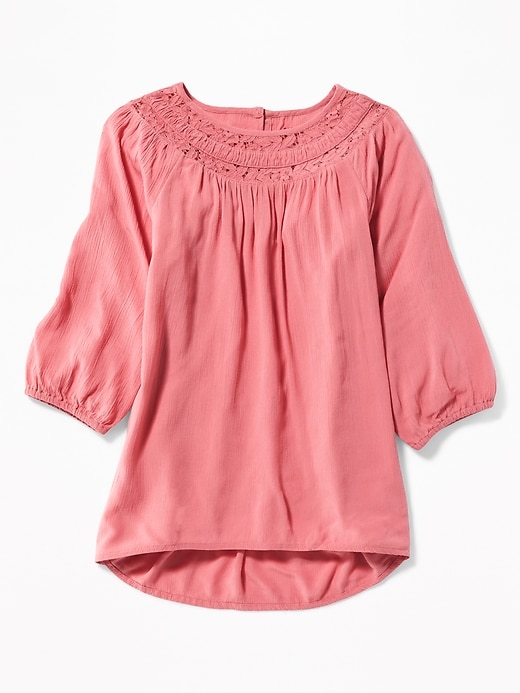 View large product image 1 of 3. Lace-Yoke Swing Top for Girls