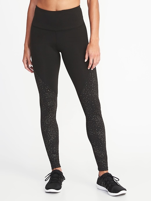 View large product image 1 of 3. High-Rise Foil-Print Compression Leggings for Women