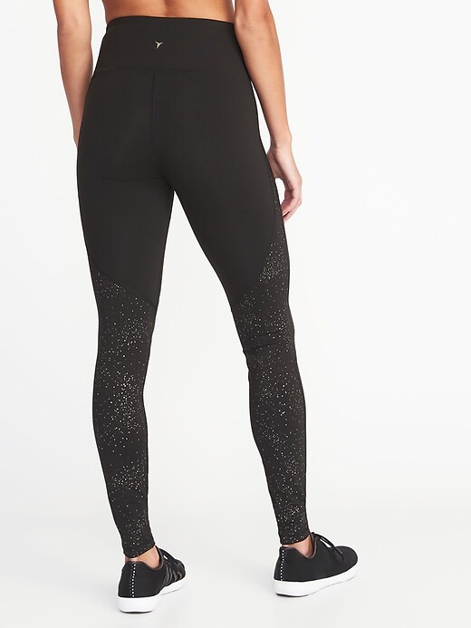 View large product image 2 of 3. High-Rise Foil-Print Compression Leggings for Women