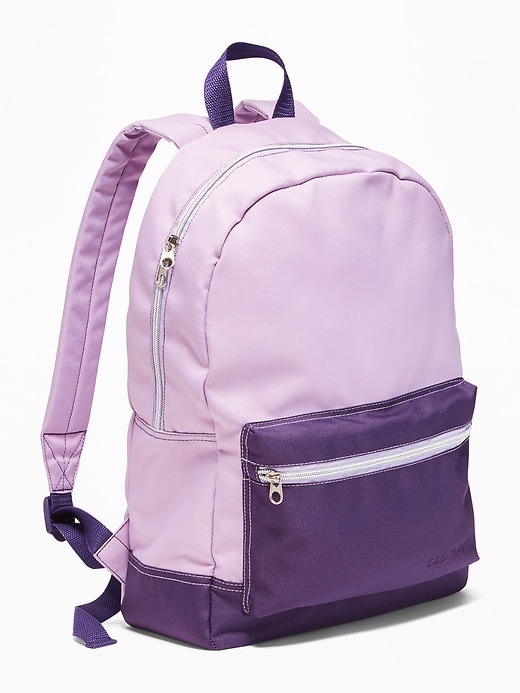 View large product image 1 of 1. Color-Blocked Canvas Backpack for Girls