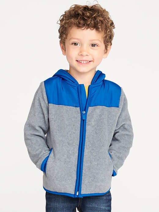 View large product image 1 of 4. Color-Block Micro Performance Fleece Hooded Jacket for Toddler Boys