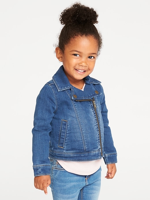 View large product image 1 of 4. Denim-Knit Moto Jacket for Toddler Girls