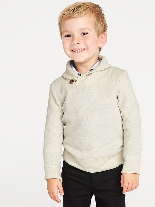 View large product image 1 of 1. French-Rib Shawl-Collar Pullover for Toddler Boys